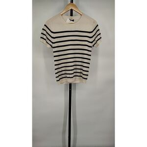 Quince Black and Cream Striped Cashmere tee